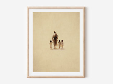Jesus walking with two children Digital download printable art